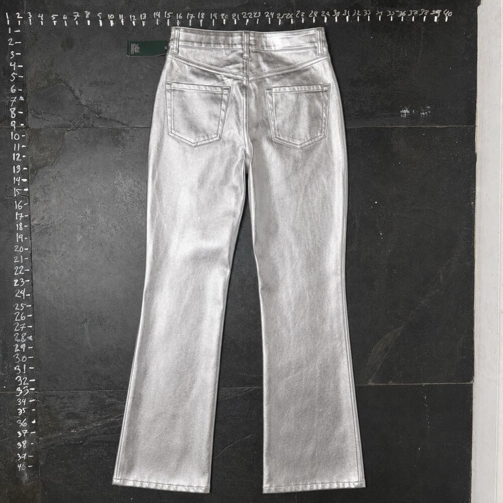 Wild Fable Metallic Silver Flare Pants Size 4 - Picture 3 of 5